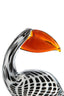 Ornament 13x7x16,5 cm PELICAN glass black-white+brown stripe