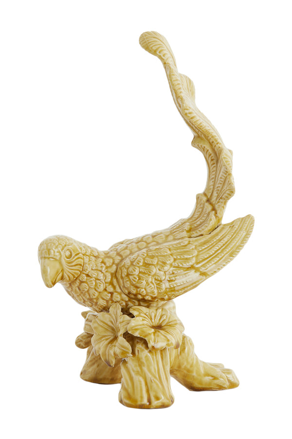 Ornament 21,5x17x35 cm BIRD ceramics ocher yellow