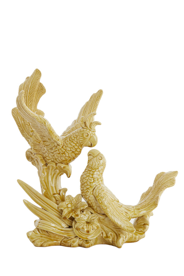 Ornament 43x21x43 cm BIRDS ceramics ocher yellow
