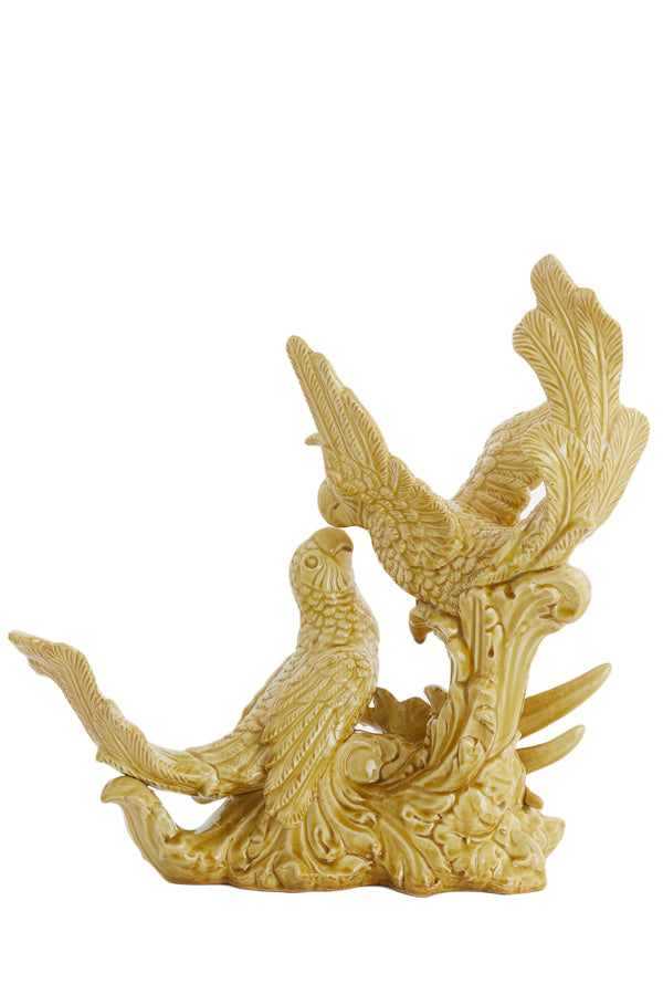 Ornament 43x21x43 cm BIRDS ceramics ocher yellow