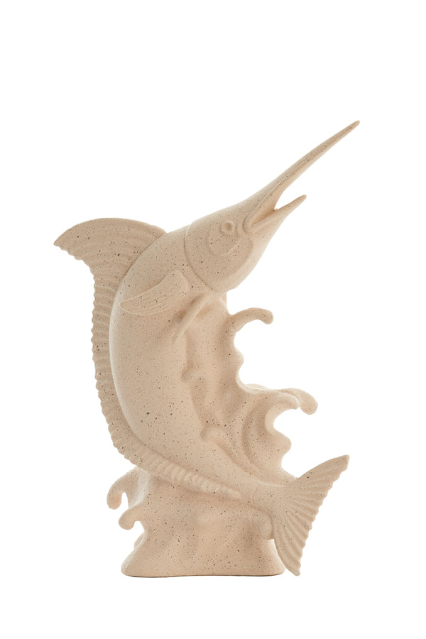 Ornament 33x16,5x43,5 cm SWORDFISH ceramics matt cream