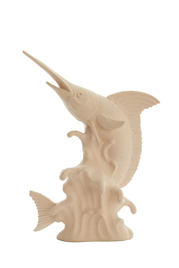 Ornament 33x16,5x43,5 cm SWORDFISH ceramics matt cream