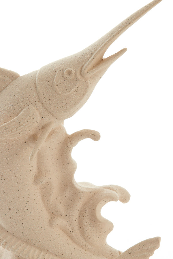 Ornament 33x16,5x43,5 cm SWORDFISH ceramics matt cream