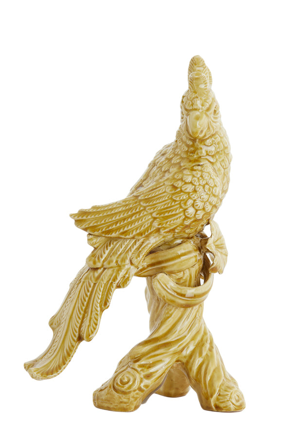 Ornament 22,5x14x39 cm BIRD ceramics ocher yellow