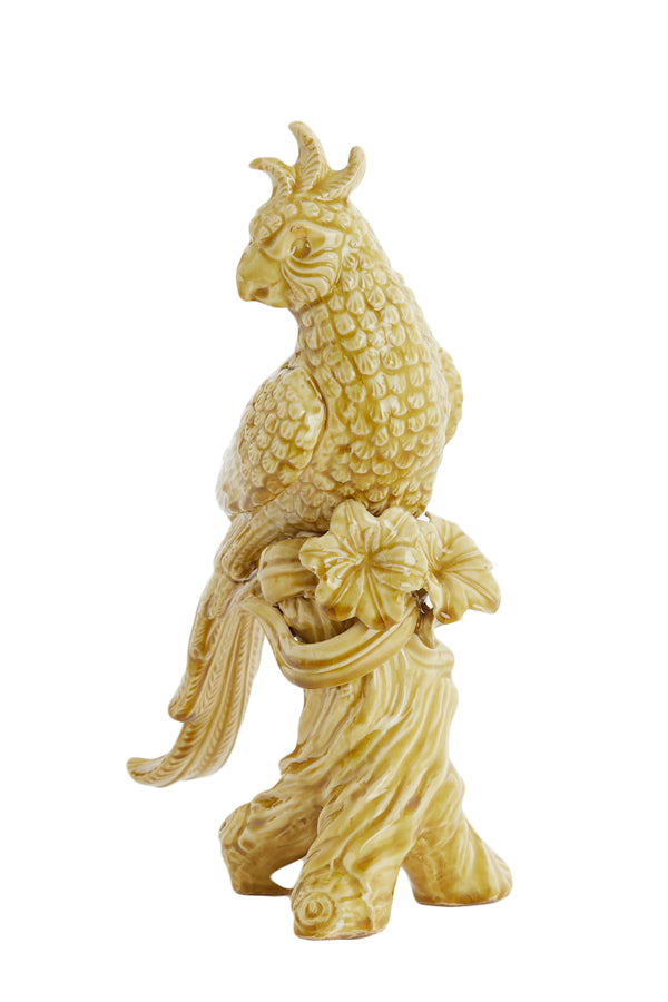 Ornament 22,5x14x39 cm BIRD ceramics ocher yellow