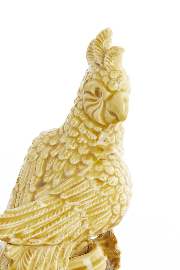 Ornament 22,5x14x39 cm BIRD ceramics ocher yellow