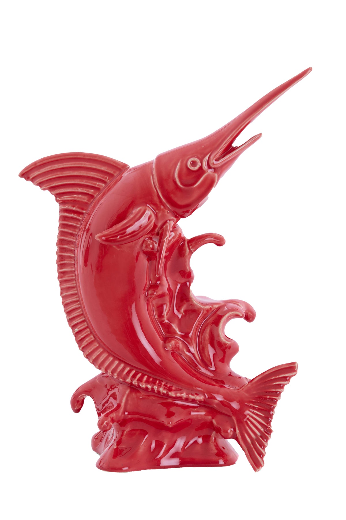 Ornament 33x16,5x43,5 cm SWORDFISH ceramics red