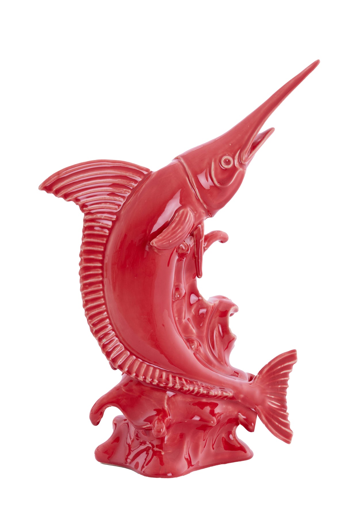 Ornament 33x16,5x43,5 cm SWORDFISH ceramics red