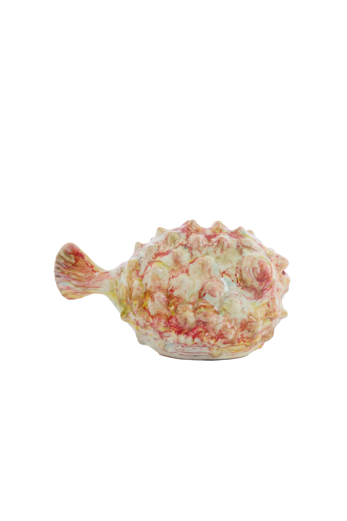 Ornament 20x11,5x11,5 cm FISH ceramics cream+red+yellow