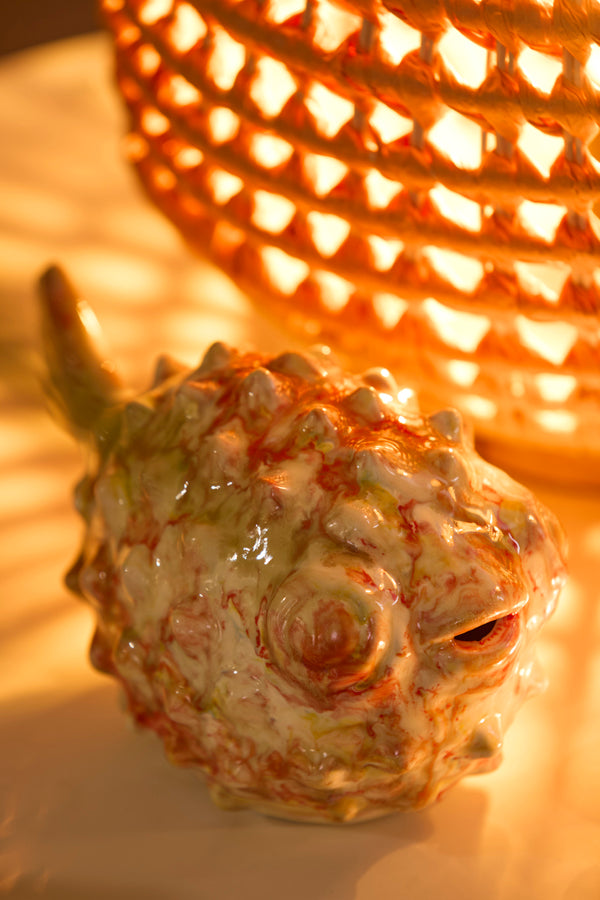 Ornament 20x11,5x11,5 cm FISH ceramics cream+red+yellow
