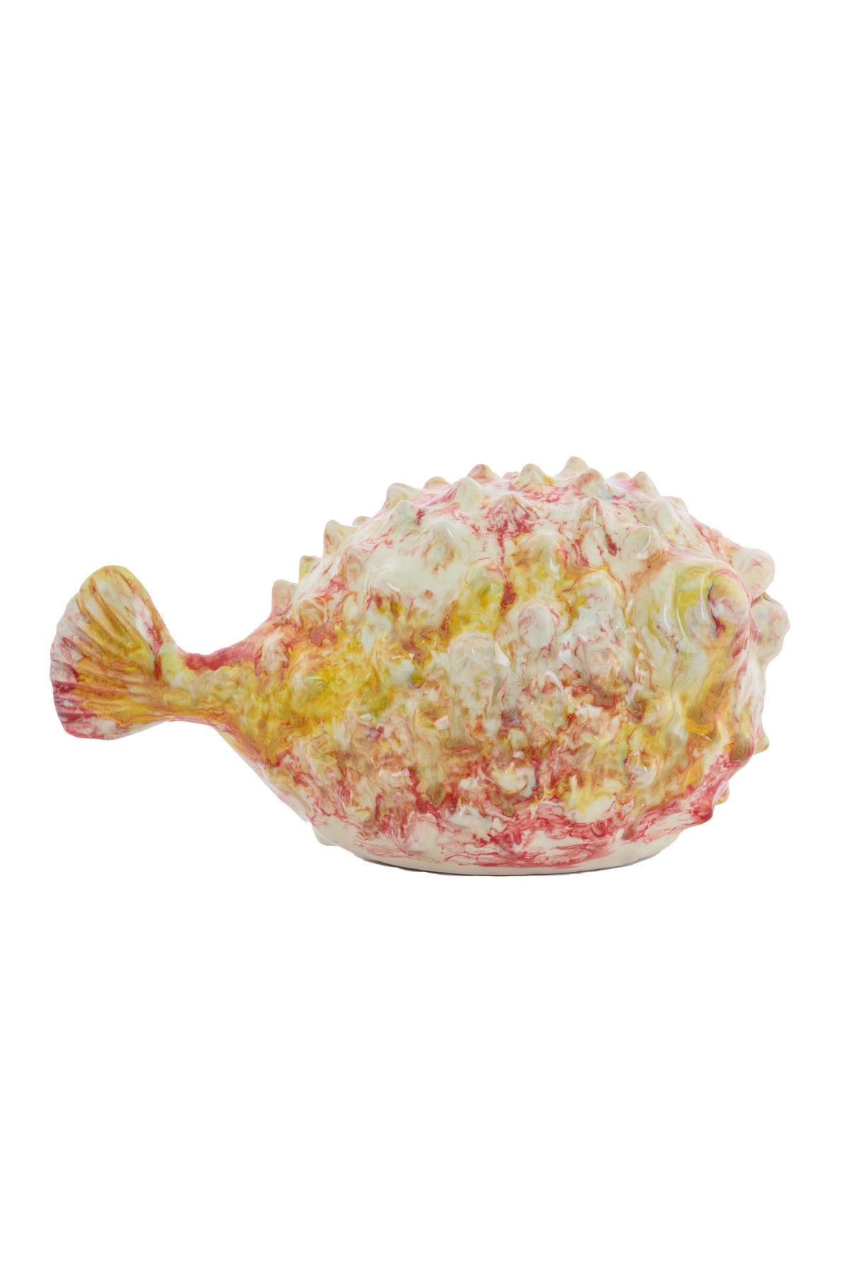 Ornament 25,5x14,5x14 cm FISH ceramics cream+red+yellow