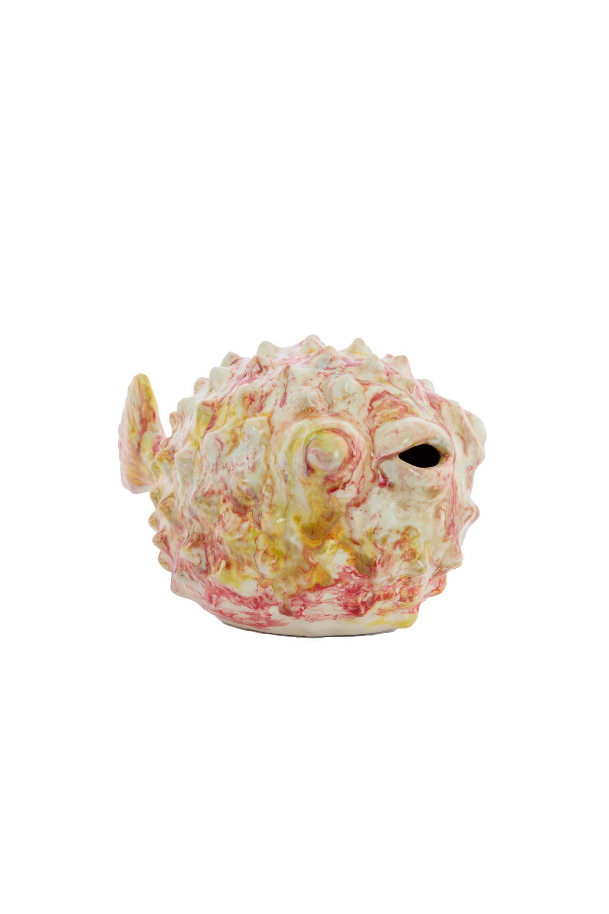 Ornament 25,5x14,5x14 cm FISH ceramics cream+red+yellow