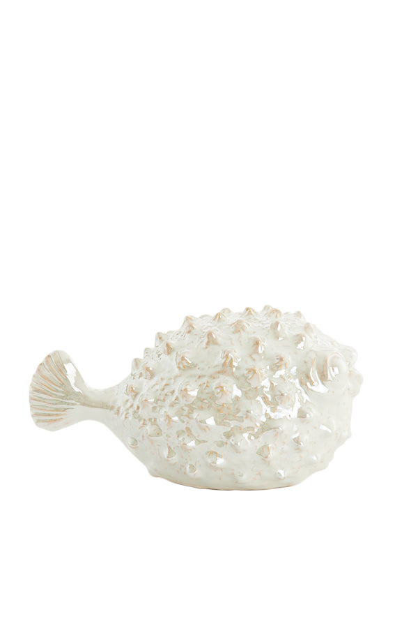 Ornament 25,5x14,5x14 cm FISH ceramics cream pearl