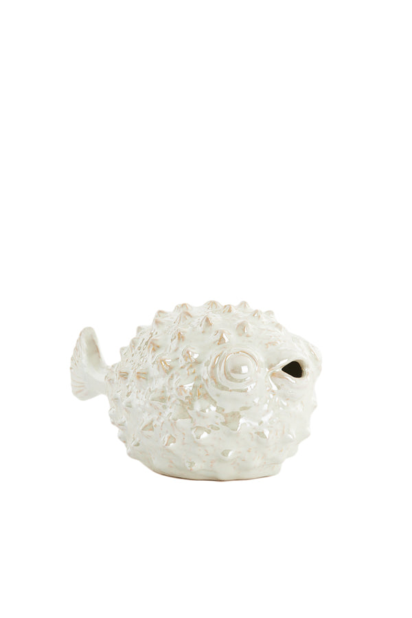 Ornament 25,5x14,5x14 cm FISH ceramics cream pearl