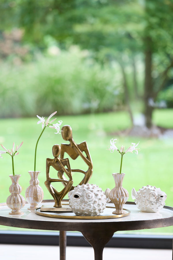 Ornament 25,5x14,5x14 cm FISH ceramics cream pearl