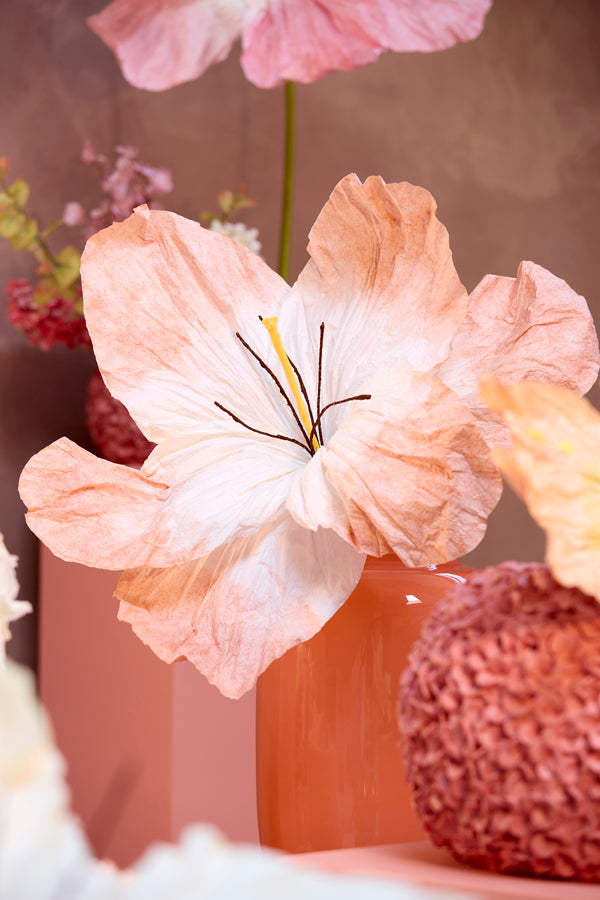 Artificial flower 32x32x120 cm LOEK paper green+peach