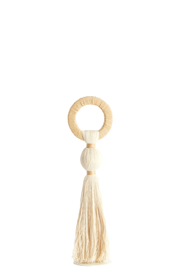 Ornament 11x47 cm YAVIZA cream+raffia natural