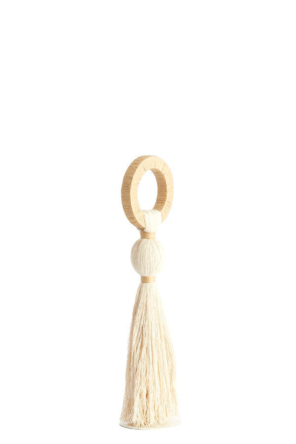 Ornament 11x47 cm YAVIZA cream+raffia natural