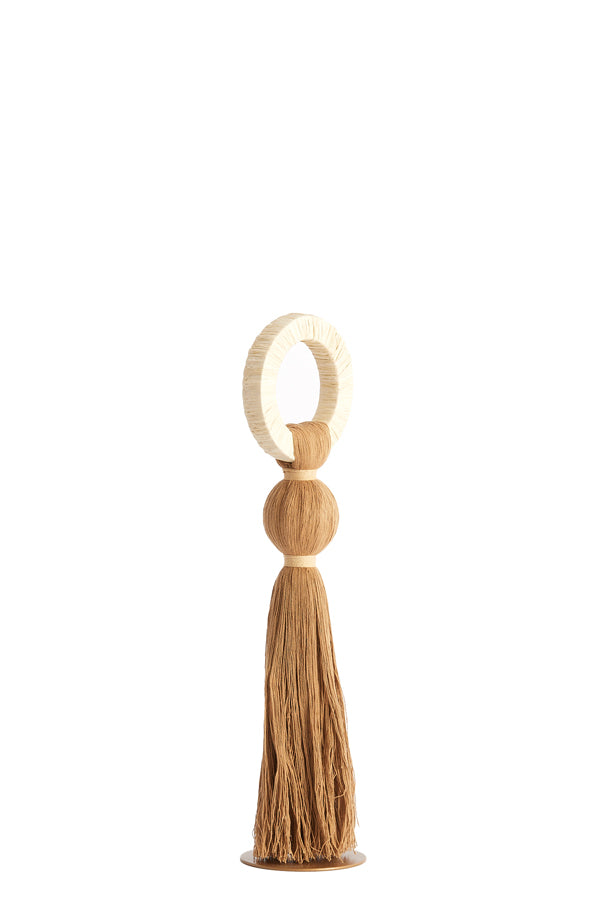 Ornament 11x47 cm YAVIZA ocher yellow+raffia cream