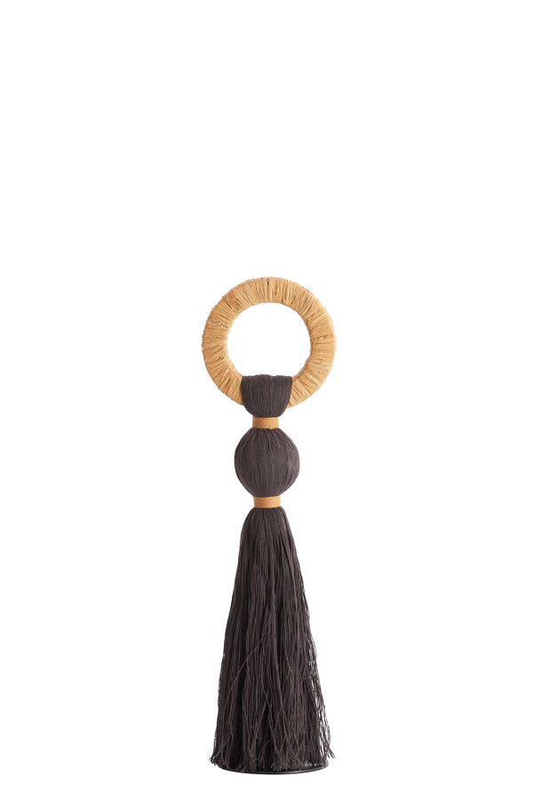 Ornament 11x47 cm YAVIZA dark brown+raffia sand
