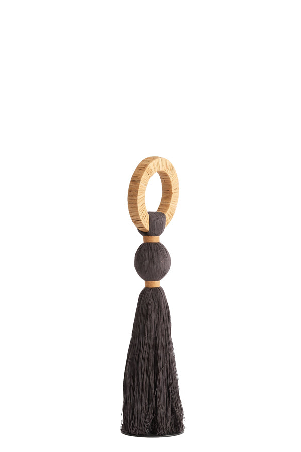 Ornament 11x47 cm YAVIZA dark brown+raffia sand