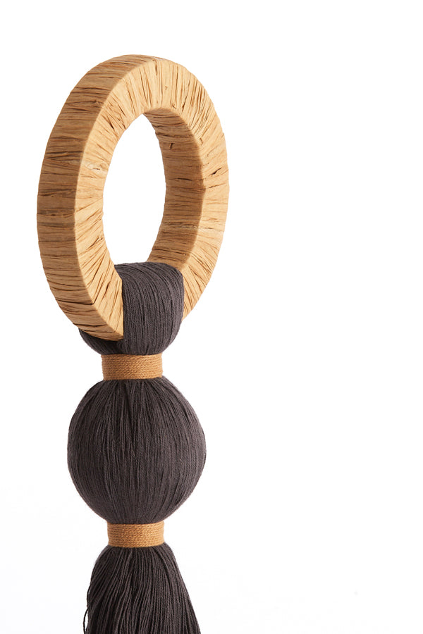 Ornament 11x47 cm YAVIZA dark brown+raffia sand