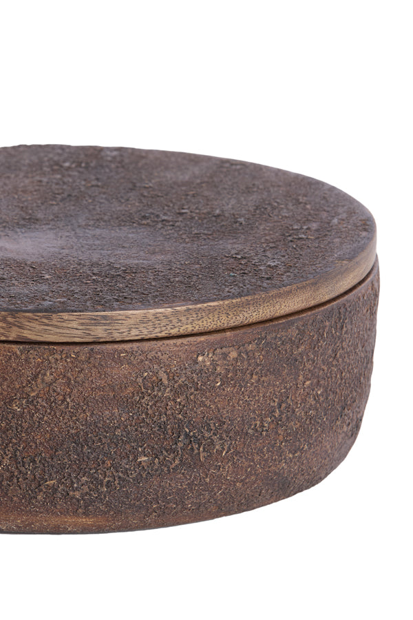 Deco box 14x7 cm METETI wood textured dark brown