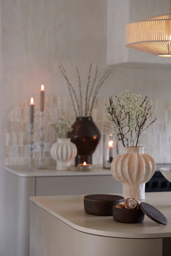 Deco box 14x7 cm METETI wood textured dark brown