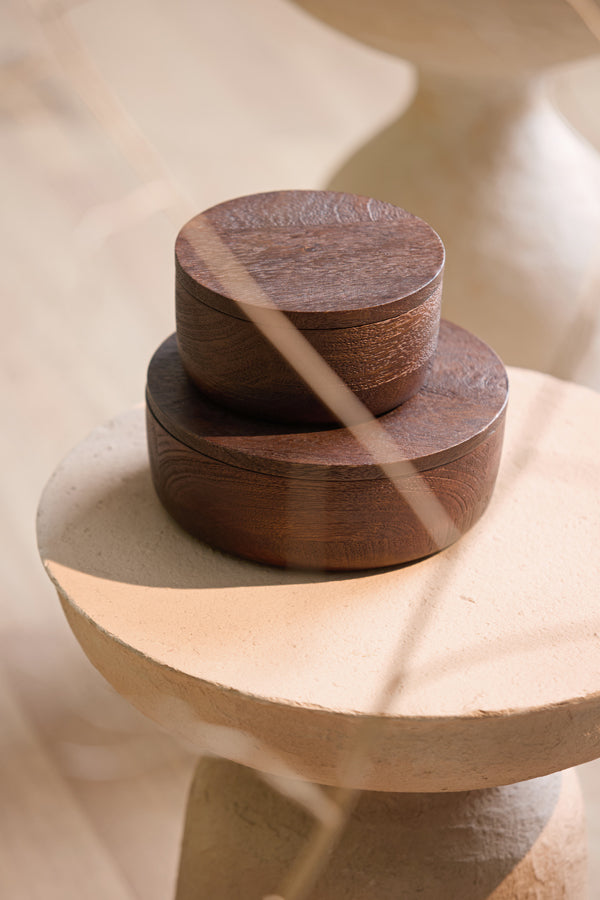 Deco box 14x7 cm METETI wood matt dark brown