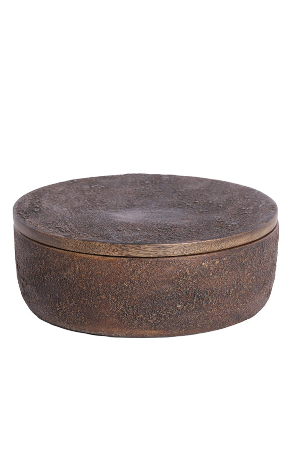 Deco box 19x7 cm METETI wood textured dark brown