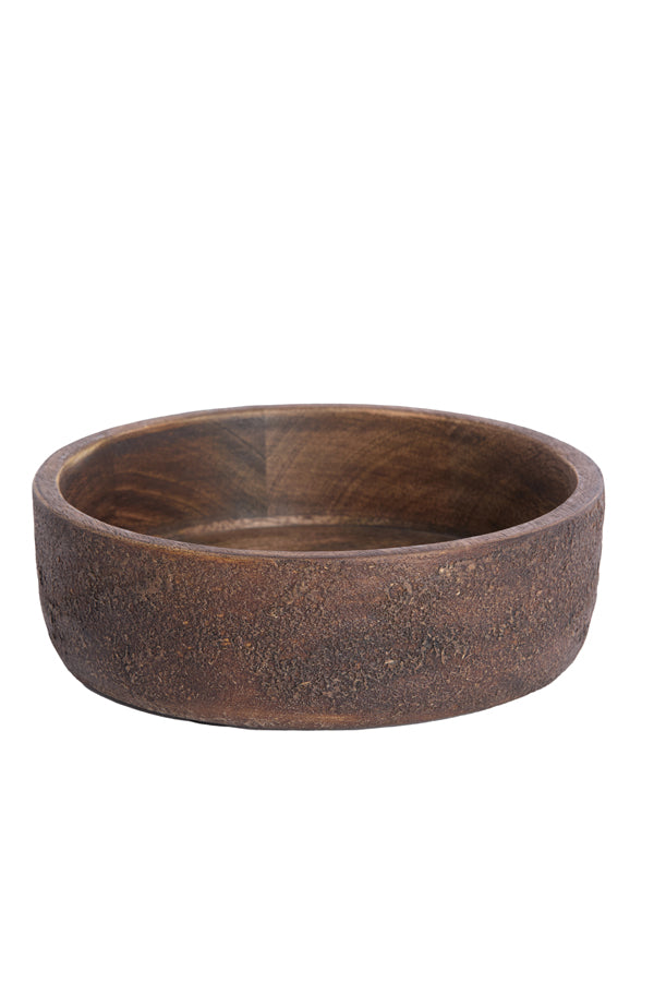 Deco box 19x7 cm METETI wood textured dark brown