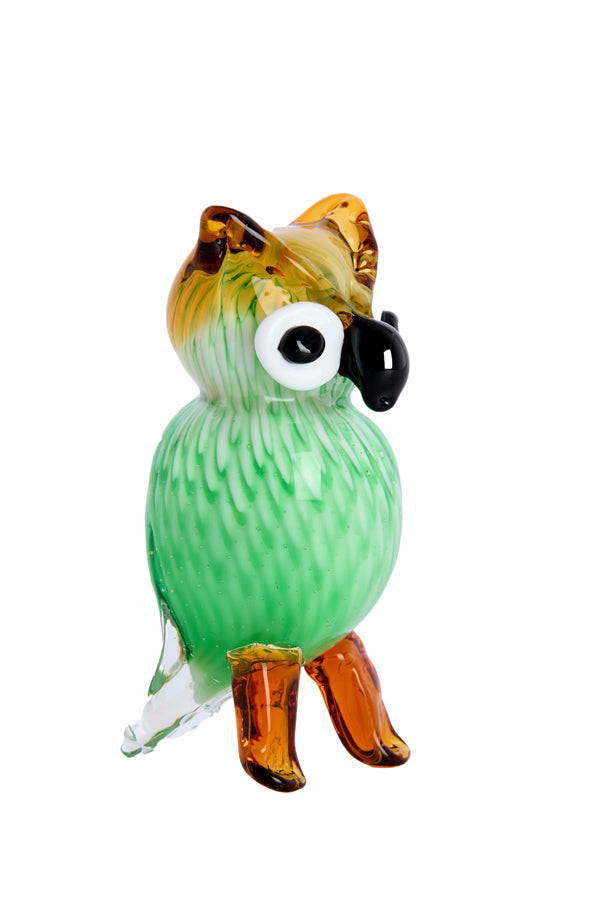 Ornament 8x6,5x14 cm OWL glass green+brown