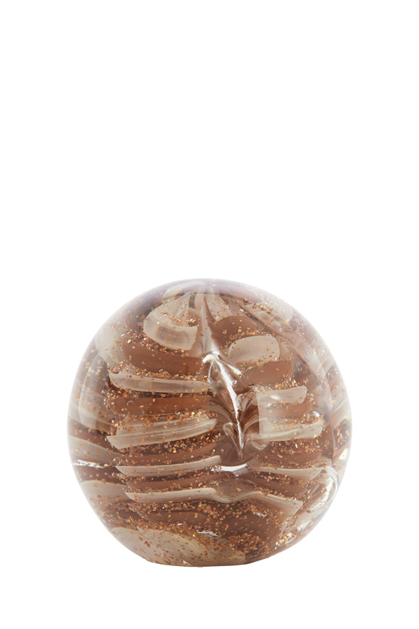 Ornament 10x10 cm SAEL glass brown+cream+glitter