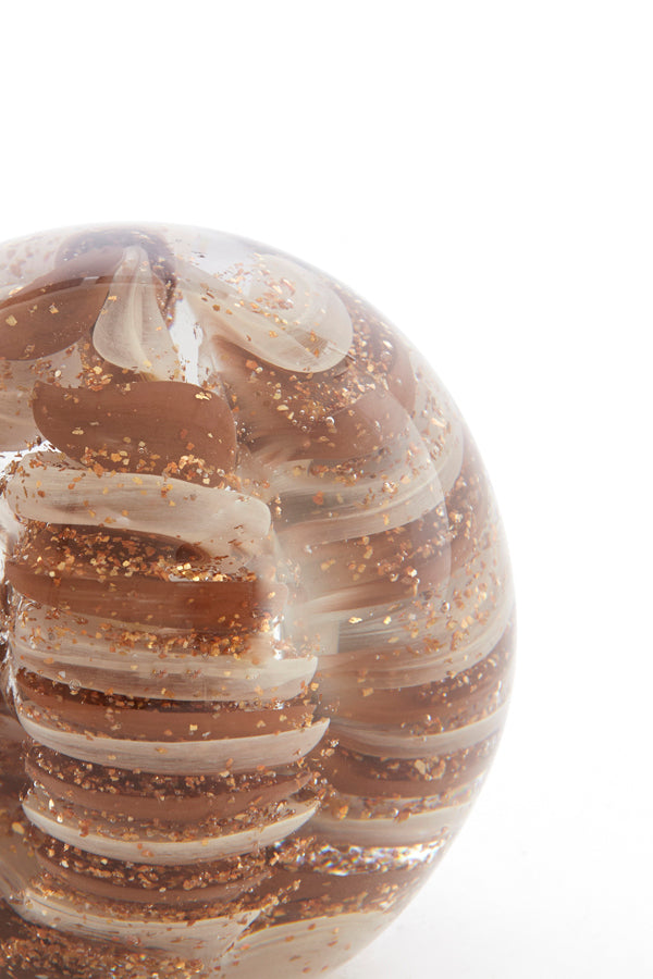 Ornament 10x10 cm SAEL glass brown+cream+glitter