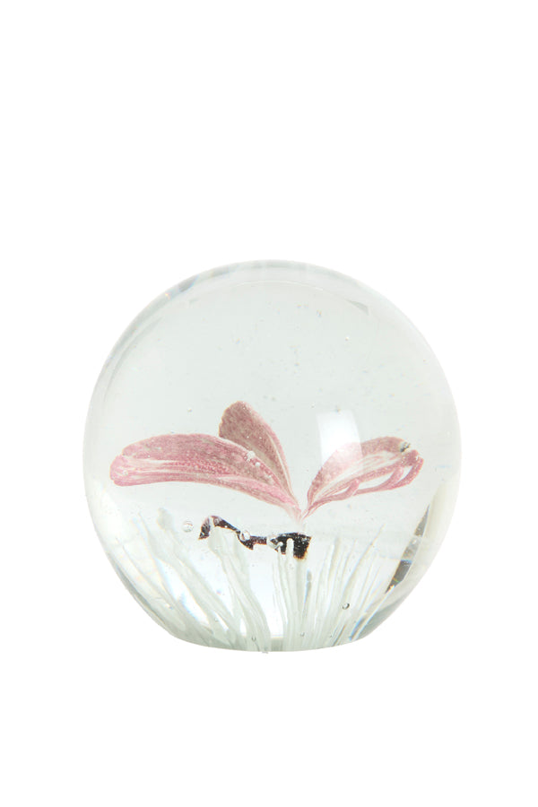 Ornament 8x8 cm BUTTERFLY glass pink