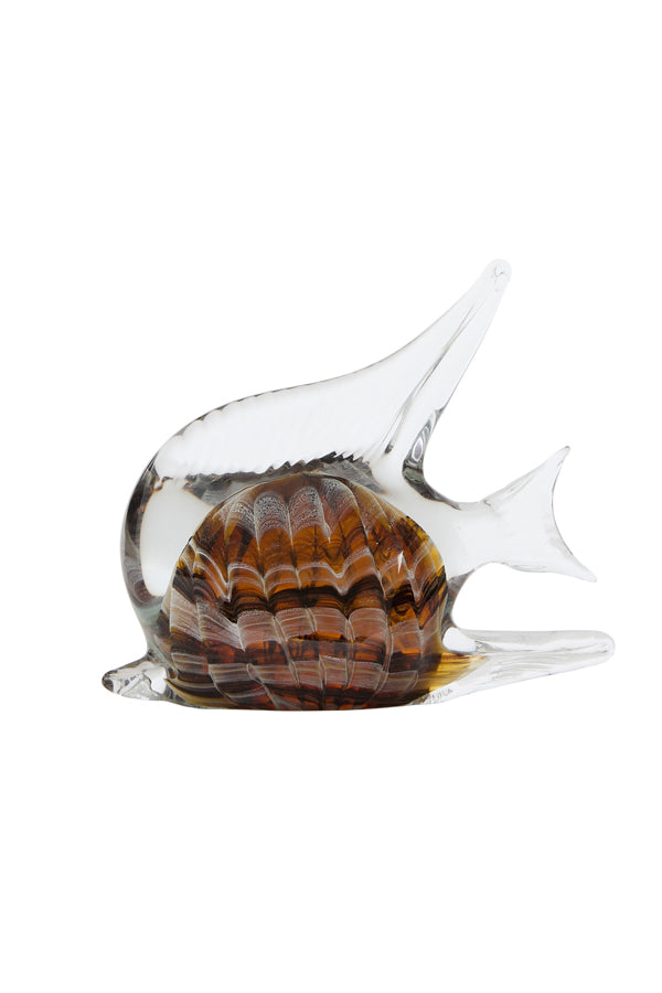 Ornament 17x5x12,5 cm FISH glass brown+cream