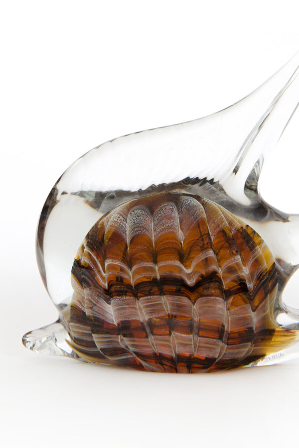 Ornament 17x5x12,5 cm FISH glass brown+cream