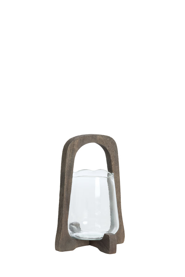 Hurricane 18x26,5 cm ANOSY glass clear+wood matt dark brown