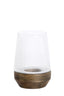 Hurricane 18x26 cm MINAS glass rib clear+wood dark brown