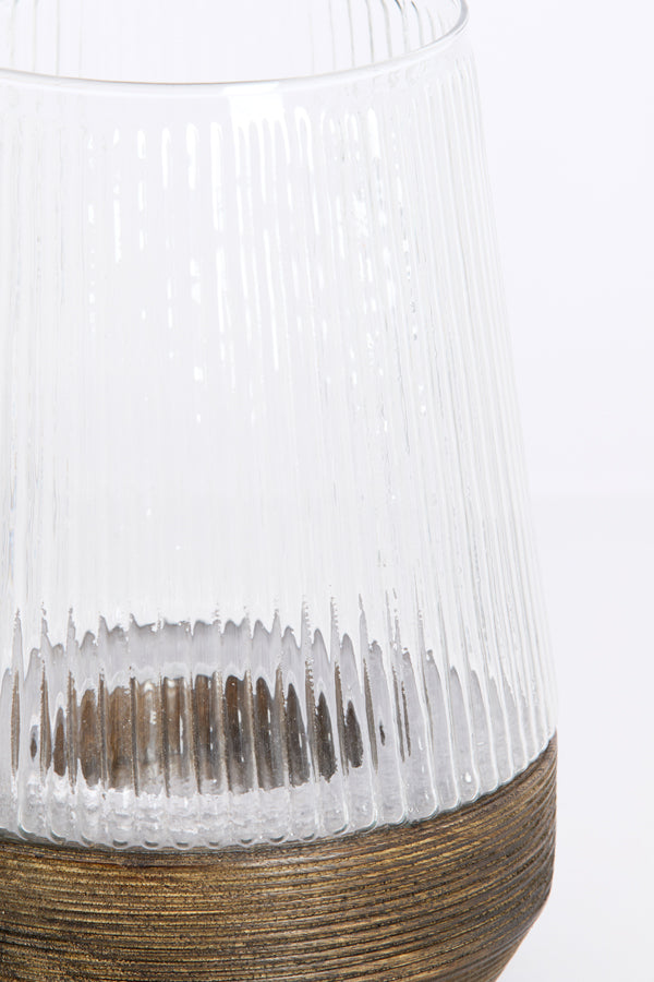 Hurricane 18x26 cm MINAS glass rib clear+wood dark brown