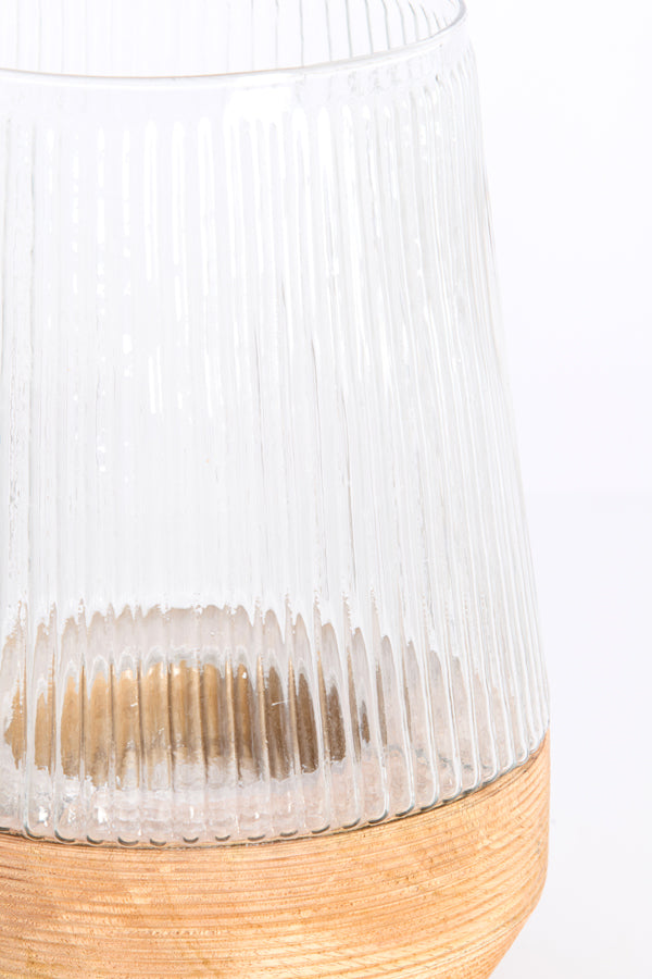Hurricane 18x26 cm MINAS glass rib clear+wood natural