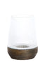 Hurricane 22x30 cm MINAS glass rib clear+wood dark brown