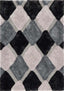 3D Grey Geometric Shaggy Rug