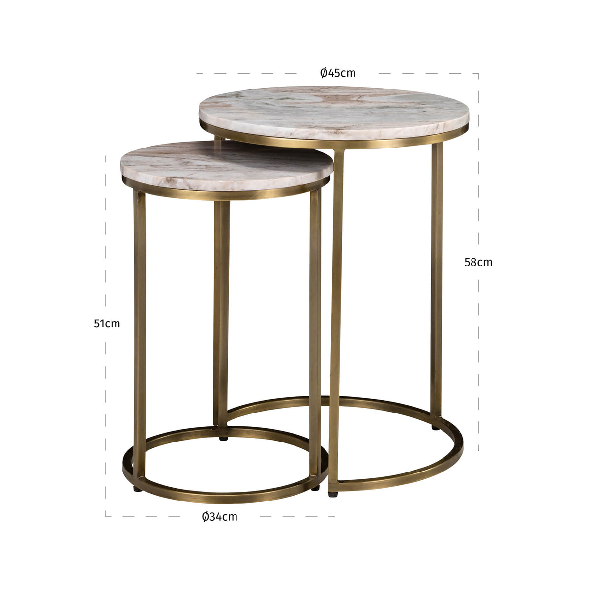End table Bottega Blush beige (Set of 2)