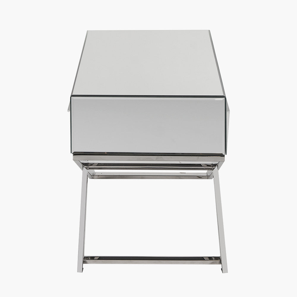 Rocco Silver Mirrored Glass and Metal Coffee Table