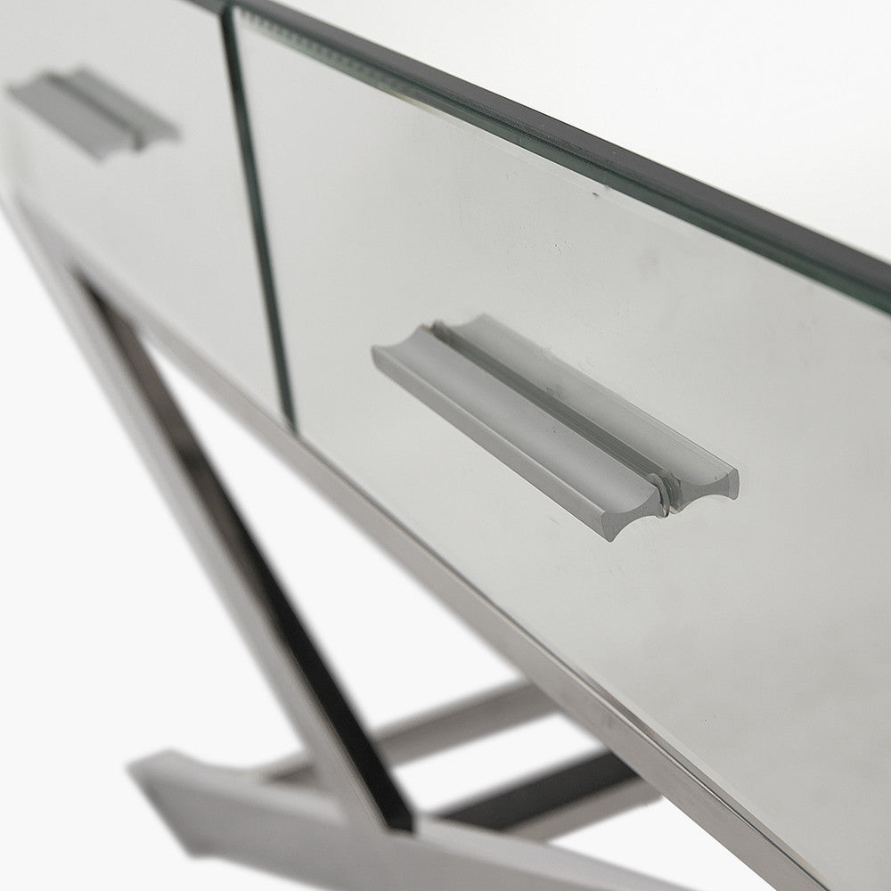 Rocco Silver Mirrored Glass and Metal Coffee Table