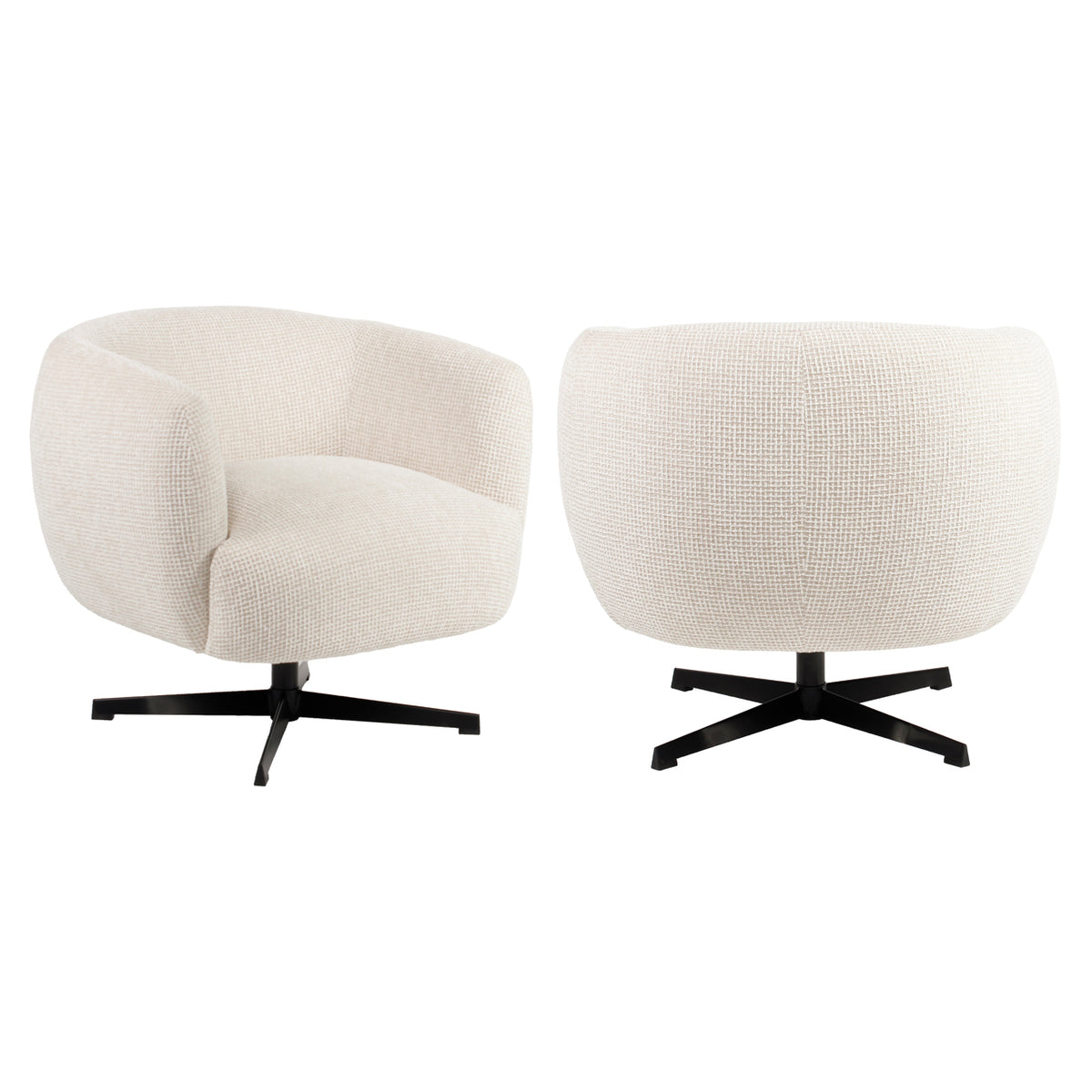 Lounge chair Estelle beige blockweave swivel