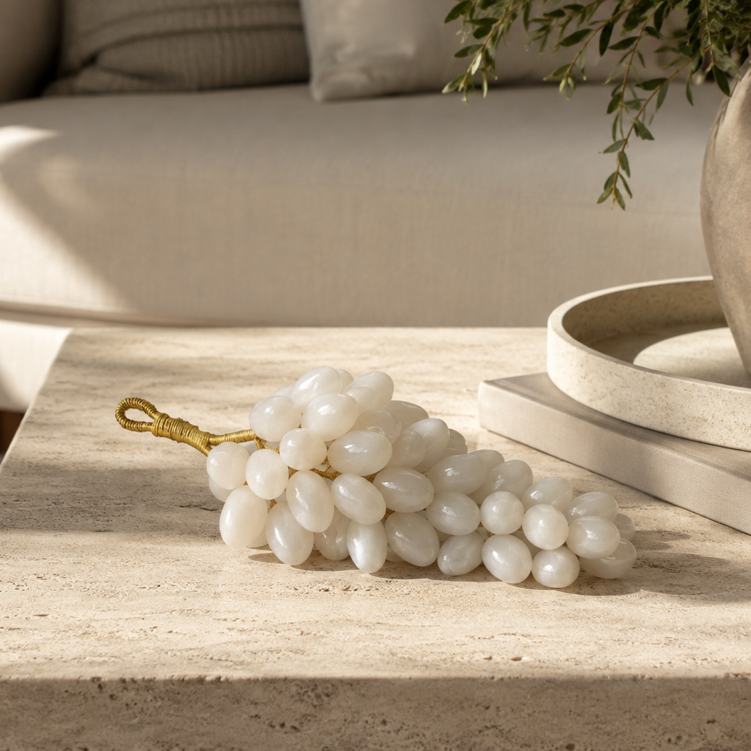 Oleena Large White Onyx Decorative 100 Grapes