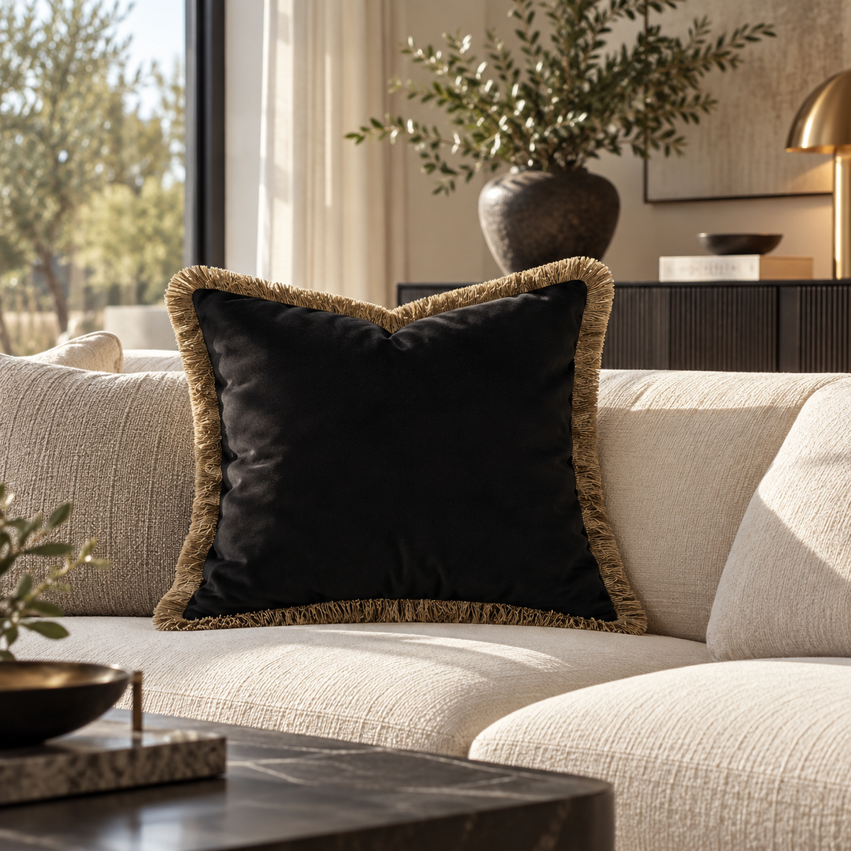 Malini Verona Black Cushion