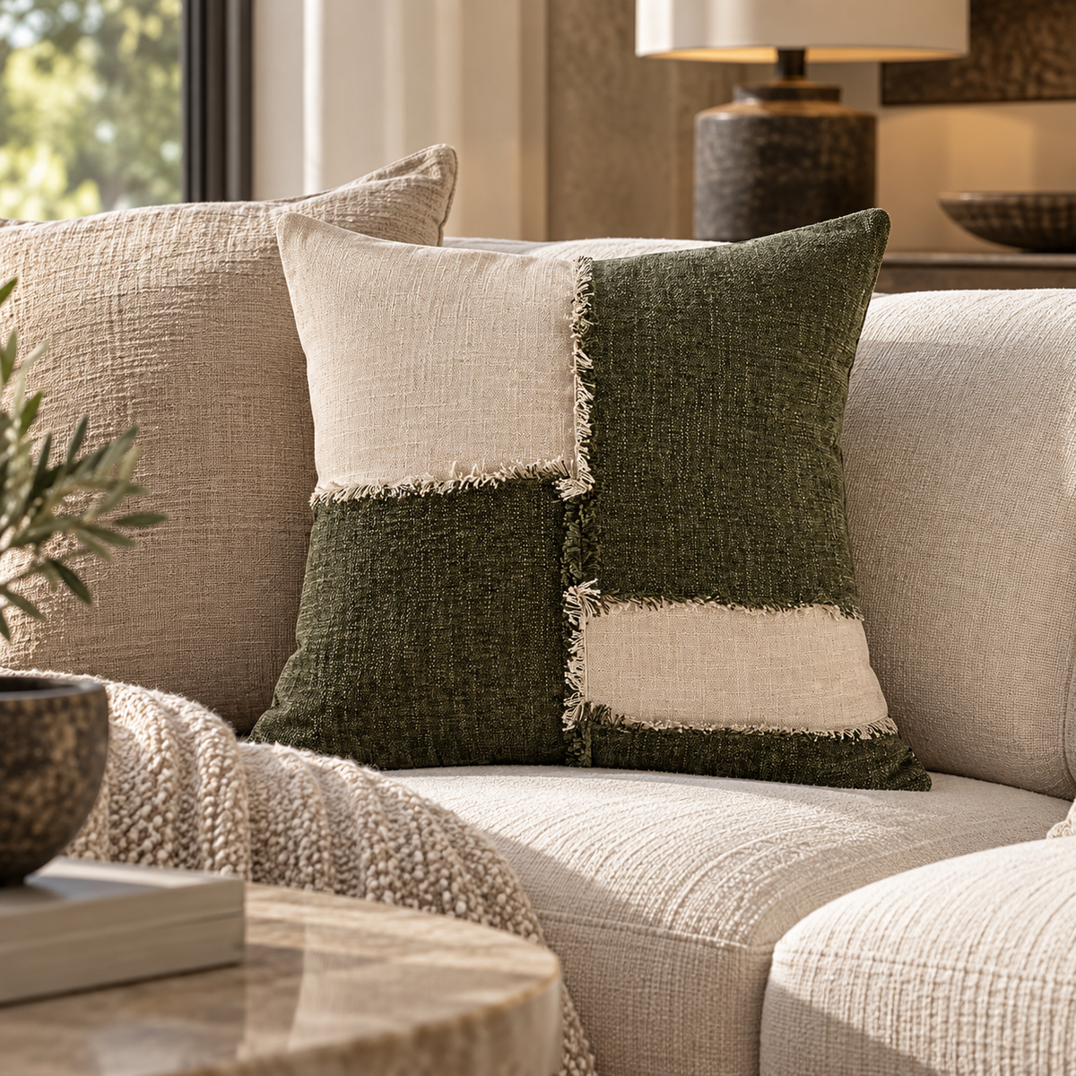 Malini Otis Olive Cushion